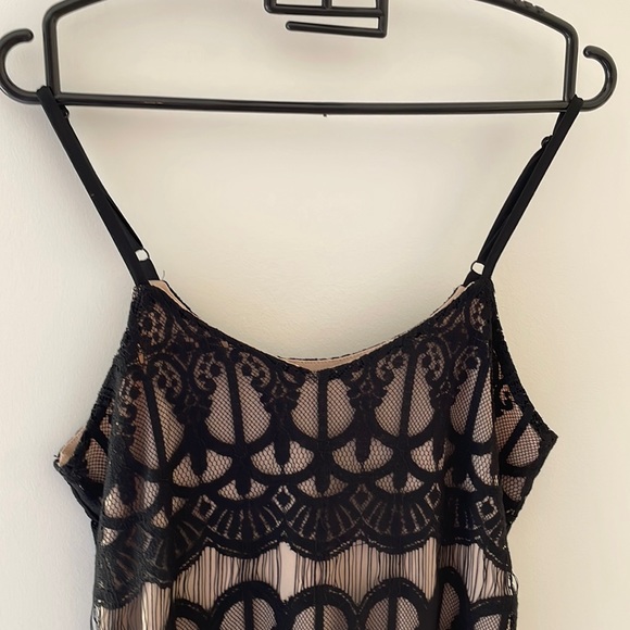 Love Fire black dress. Nude slip underneath with black lace overlay. - Picture 3 of 5